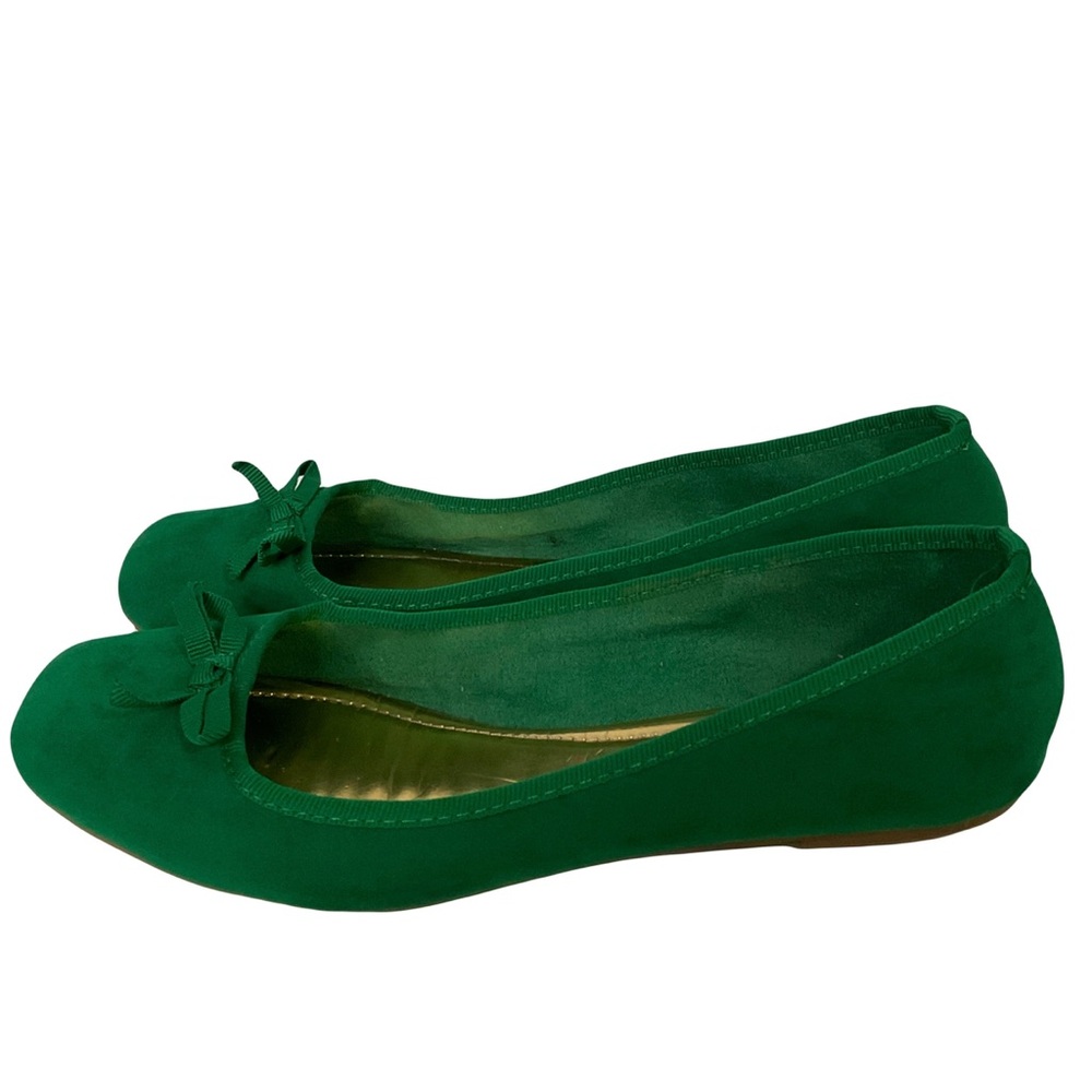 Wanted Green Women's Bow Ballet Flats; Size 9; Grosgrain Bow @ Vamp.